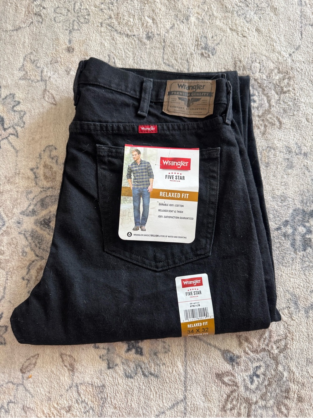 Wrangler Five Star Relaxed Fit Men’s Jeans - Black